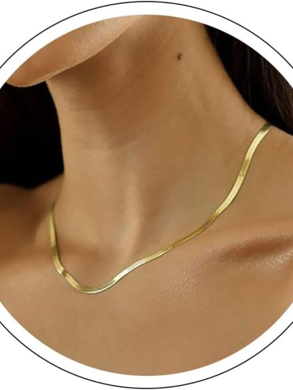 14K Gold Plated Necklaces for Women, Dainty Gold Herringbone Choker Necklace Thi